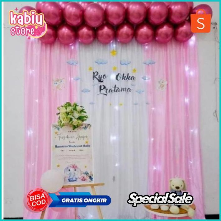 KABIUSTORE PAKET DEKORASI KOMPLIT + BALON CROME SIAP PAKAI / ULTAH / KHITANAN / LAMARAN / TUNANGAN /