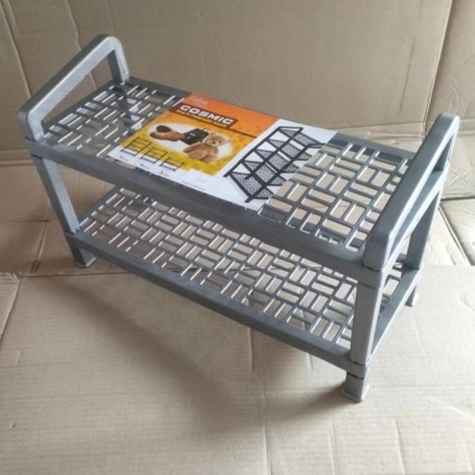 Rak sepatu Plastik Hitam susun 2