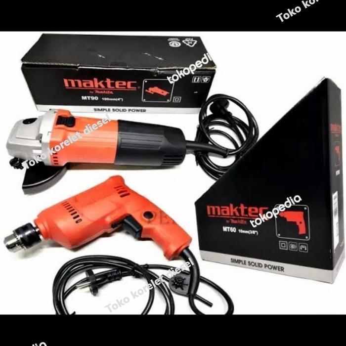 Paket Maktec Mesin Gerinda Tangan Mt90 + Bor Tangan 10Mm Mt60 Original Dan Terpercaya