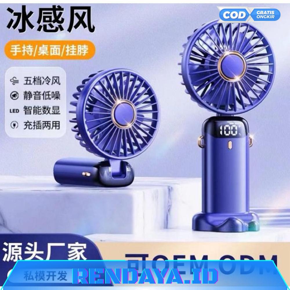 WS Kipas Angin Portable Mini USB Lipat / Kipas Portable Leher / LED Display Portable Handheld Fan 5-