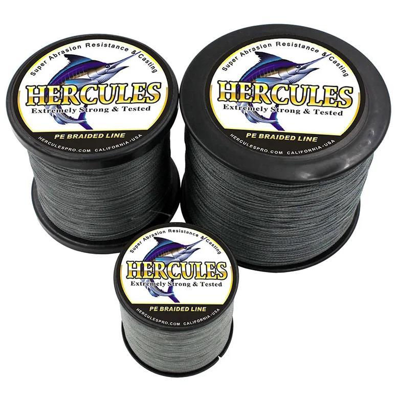 Hercules-PE Braided Fishing Line, Multifilament Fish Cord, Strong 4 Strands, 100m, 300m, 500m, 1000m