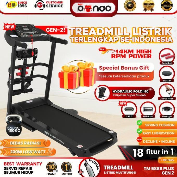 Promo Motorized Treadmill Redpanda 588 Super Murah Kokoh Kuat Multifunction Diskon