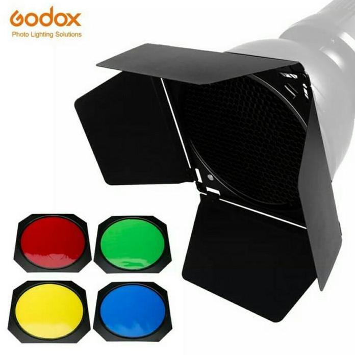 Godox Bd-04 Barndoor Honeycomb Grid 4 Color Filter Sl60W Sl60 Sk400 Garansi
