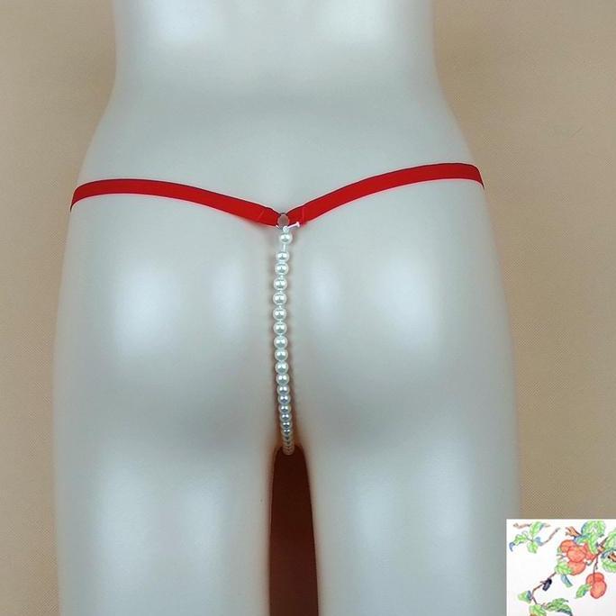 Murah G String Sexy Hot Thong/Tali Mutiara Bordir Lingerie Seksi C1970 Non COD