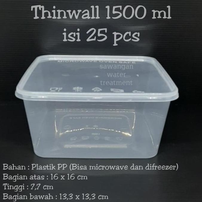 Thinwall Kotak 1500ml / Plastik 1500ml / Tempat Salad/ Thinwall 1500ml