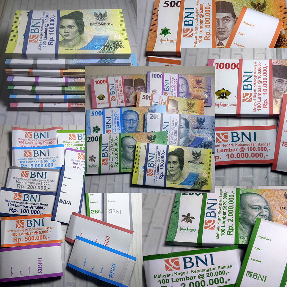 LABEL LENGKAP SABUK BAN UANG BUNDEL RUPIAH RI ISI 12PCS