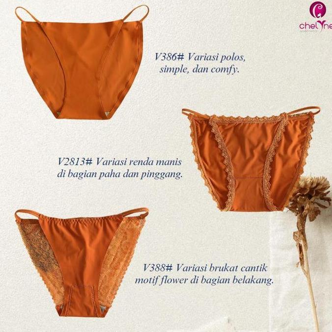 Murah Chelyne Celana Dalam Mini V386 / V2813 / V388 Seamless Lycra Tebal - Model Tali Spaghetti Non 