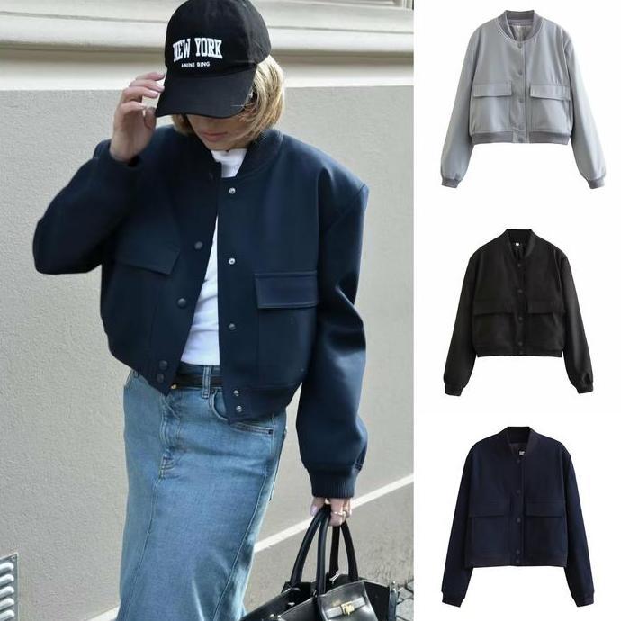 large pocket jacket / jacket casual wanita streetwear import