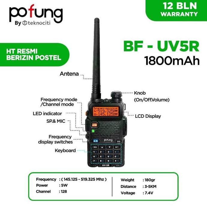 AUQOZ x Pofung HT Walkie Talkie UV5R - Radio HT A5 UHF VHF FM / HT Pofung -  HT Murah Jarak Jauh HT 