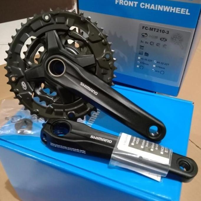 Promo gir crankset crank set shimano original altus MT210 hollowtech 2 HT2 44T 32T 22T 3 speed tripl