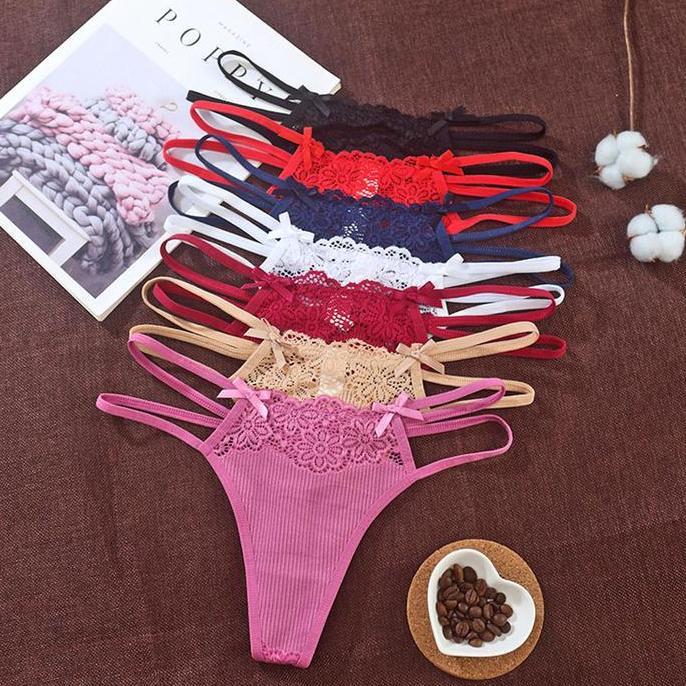 Murah Celana Dalam Wanita Tali Lace G String busur berongga bordir Sexy C226 Non COD