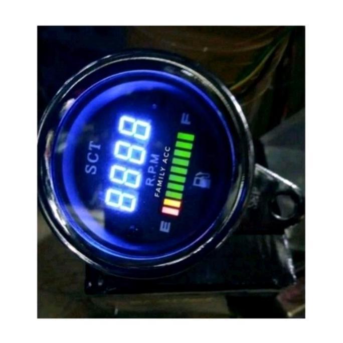 SPEEDOMETER FUEL METER 2IN1 DIGITAL RPM PLUS AMPER BENSIN LED UNIVERSAL MOTOR/MOBIL DILL ORIGINAL DA