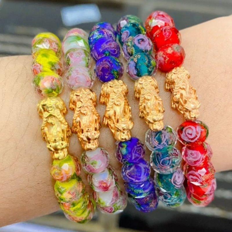 Gelang Emas Naga - Besar & Sangat Ringan - Naga Kristal Mawar - Pixiu Naga Emas - Toko Emas Gadjah