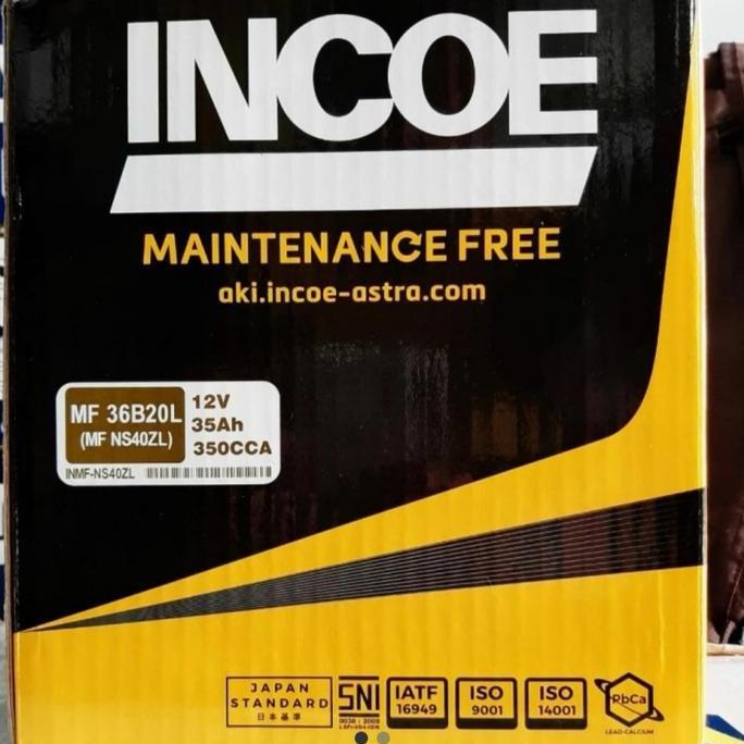 BEBAS ONGKIR - AKI BATERAI KERING INCOE MF NS40ZL/NS 40ZL/36B20L MOBIL AGYA CALYA