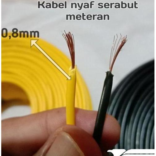 KABEL NYAF 0.8MM TEBAL 3MM ECERAN @1M TUNGGAL SERABUT
