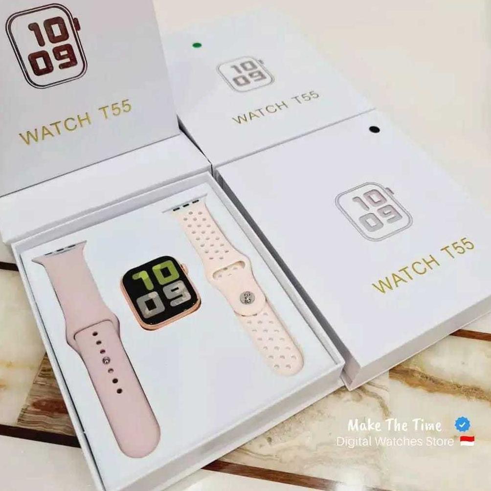 Sale Jam Tangan Smartwatch T55 Dapat 2 Tali / T500 / T500+ Bluetooth Call Touchscreen Jam Tangan Pin