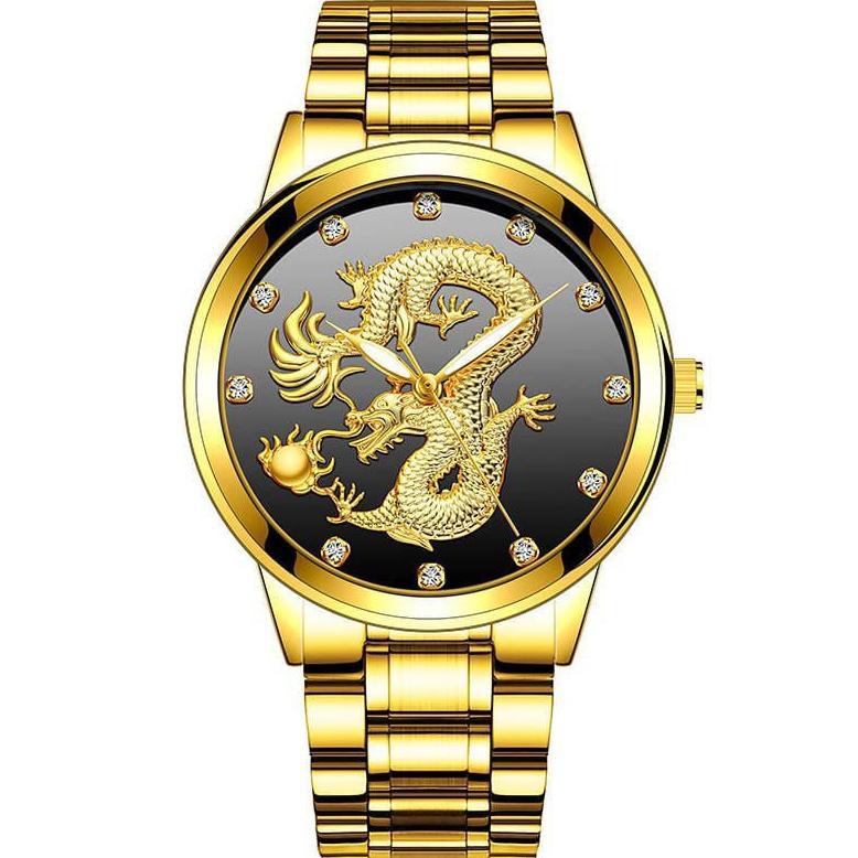 new promo jam tangan pria motif naga dragon rantai stainless