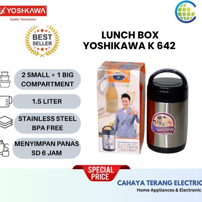 ~Harga Special~ Yoshikawa Lunch Box Vacuum Flask Rantang Makan K-642 K642 1.5 Liter Buruan Sebelum K