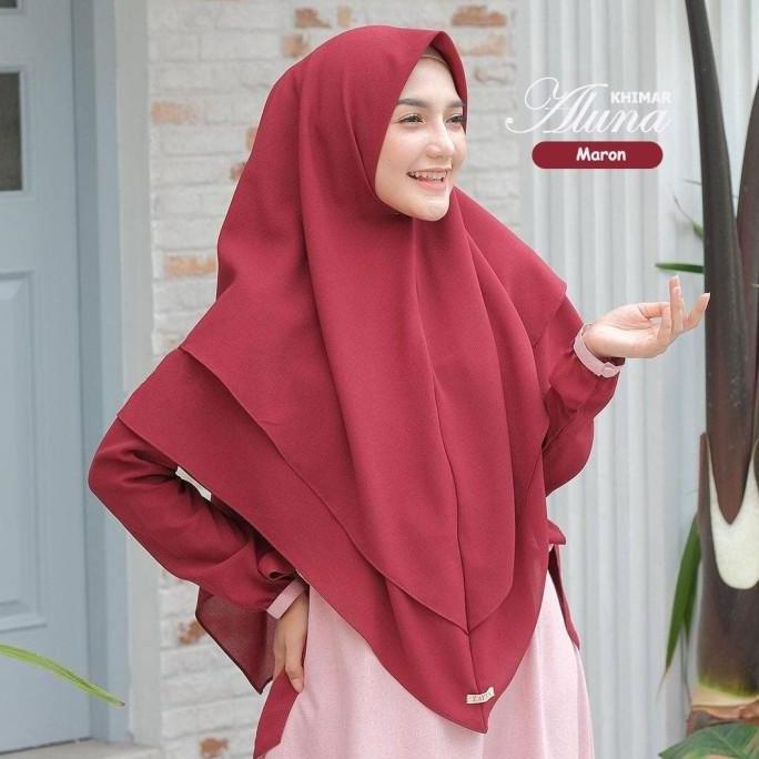 New- Hijab Jilbab Khimar Syari Ceruti Premium Raudah 2 Layer Kancing Murah