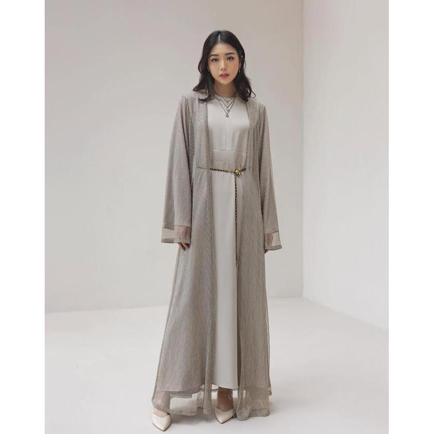 SHEEVA INDONESIAN SET LONGDRESS INNER SILK + OUTER TILE PRISKET WITH MINI GLITTER - GAMIS WANITA ELE