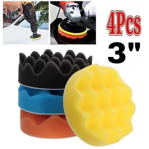 4 PCS BUSA SPON POLES 3" PEMBERSIH BODY MOTOR MOBIL 3 INCH SPONGE GELOMBANG POLISHING DEATLING BUFFI