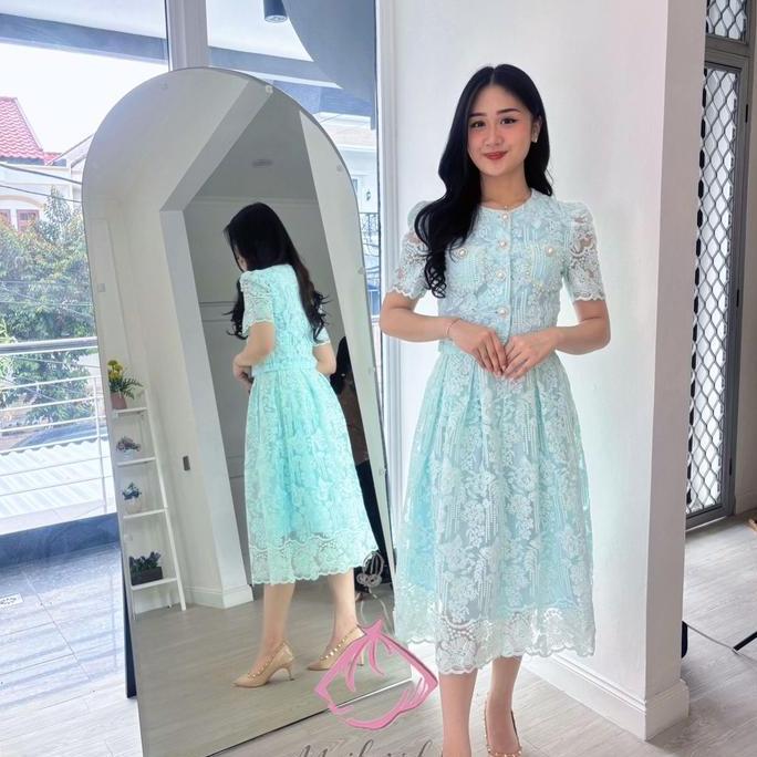 Lace Button One Set Pink/Ungu/Biru Casual Wanita Setelan Modis Elegant Feminim Party Casual Korean S