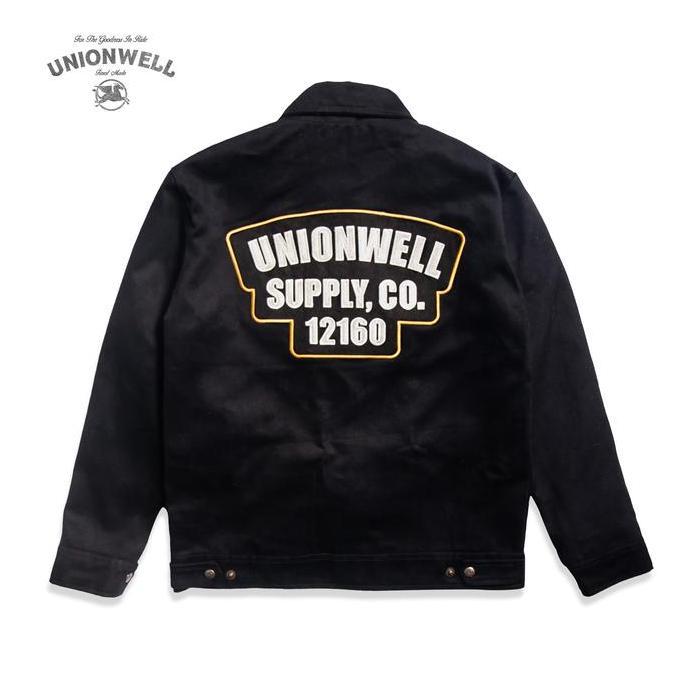 Demode_21 - Unionwell Work Jacket Zip Black | Jaket Kerja Pria Casual Trucker Premium Streetwear