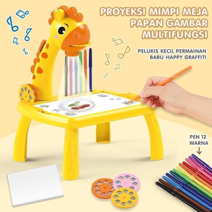 Meja Proyektor Edukasi Anak - Mainan Belajar Melukis & Mewarnai untuk Anak Tanpa Garansi Transportat