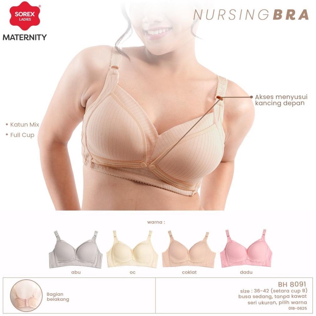 Sorex Bra Menyusui Tanpa Kawat Bukaan Depan Full Cup B-C Kait 4 Katun Mix Nursing Bra BH 8091 Termur