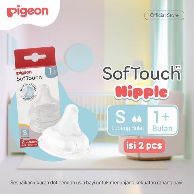 baby_nisaa - pigeon softouch nipple dot wide neck 2pcs box pilih ukuran anti kolik tidak bingung put