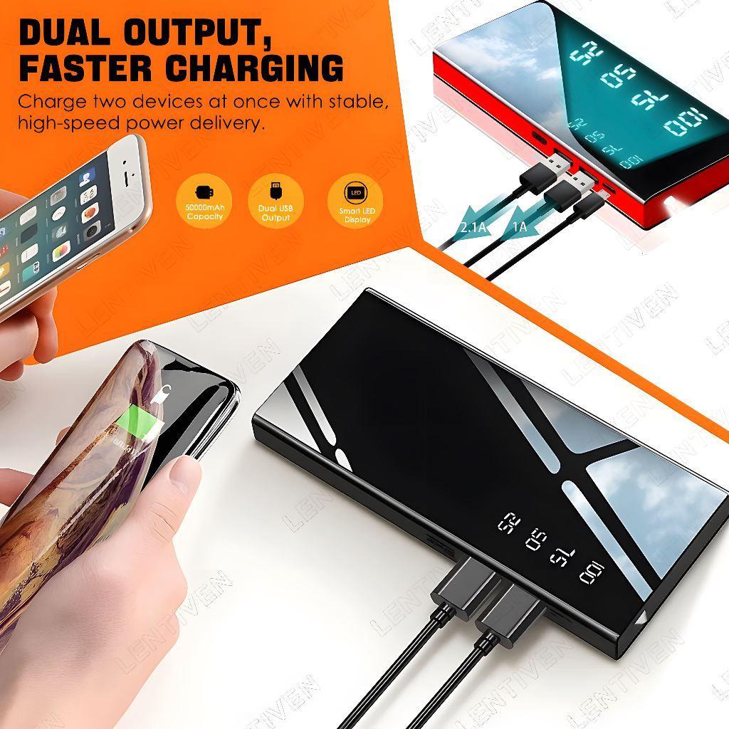 Yibao Lentiven Powerbank 50000 Mah Digital Display Fast Charging