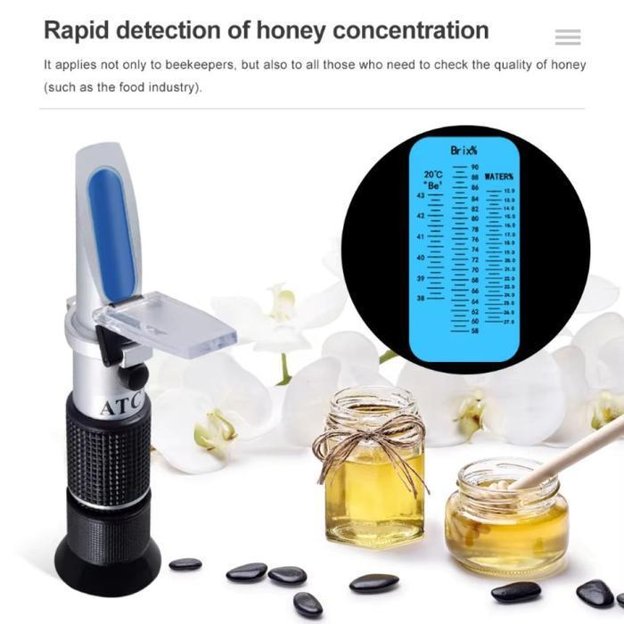 Atc Brix Meter Refractometer 58-90% Alat Ukur/Tes Kemanisan Gula Madu Buah Refraktometer  Uji Kadar 
