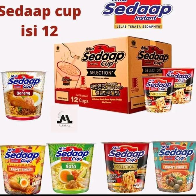 MIE SEDAP CUP KUAH & GORENG 1DUS 12PCS HALAL EXP JUNI 2026