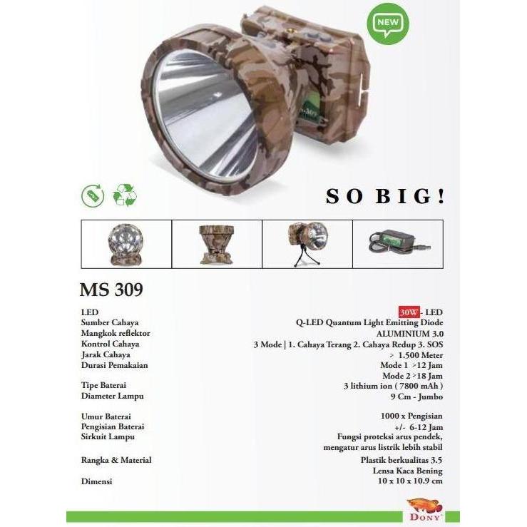 SENTER KEPALA DONY CAS MS-309 ORIGINAL DAN TERPERCAYA