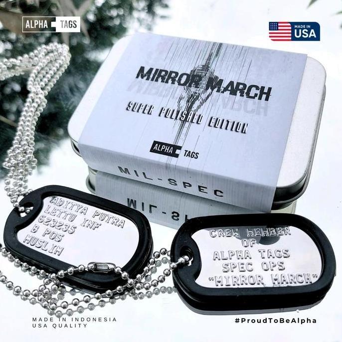 Dogtag / dogtags Super Polished USA MADE Mirror March Mengkilap 100% custom kalung Tentara
