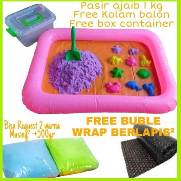 pasir mainan anak 1 kg reffil satu set + pasir ajaib Kode 1052