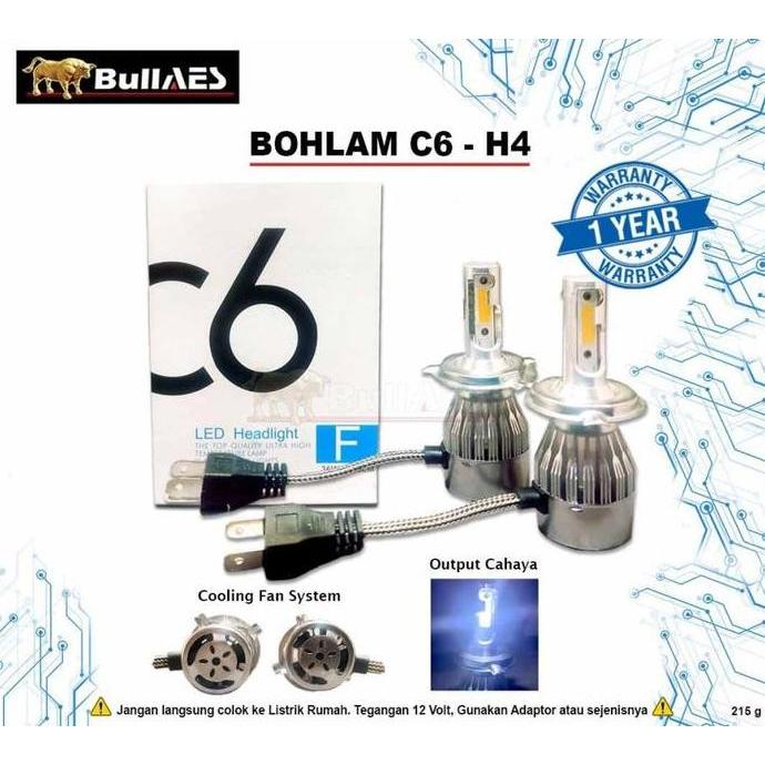 BOHLAM LED UTAMA H4 C6 LED COB 36 WATT MOTOR | BOHLAM LED MOBIL H4