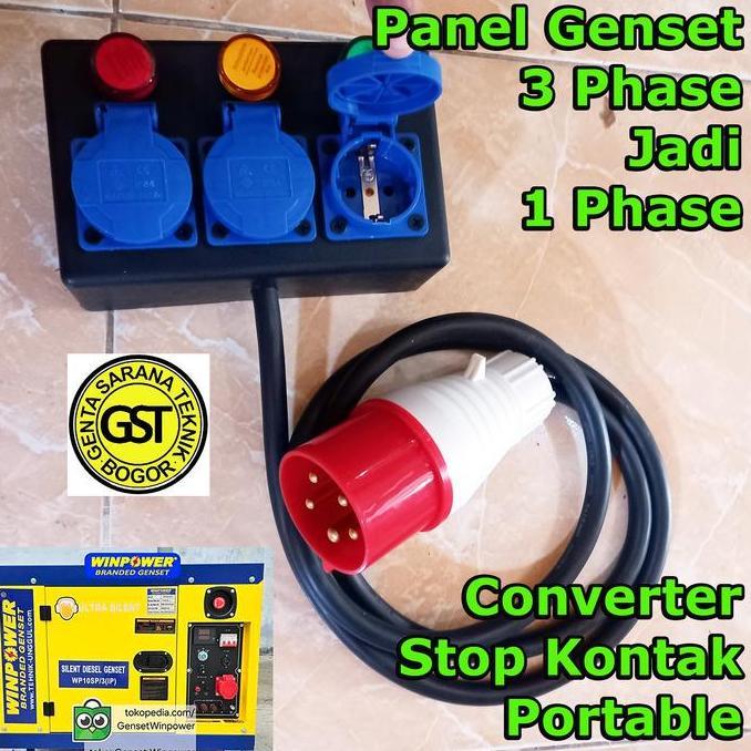 CALAVO Panel Genset Listrik 3 Phase jadi 1 Phasa Converter Stop Kontak Portable