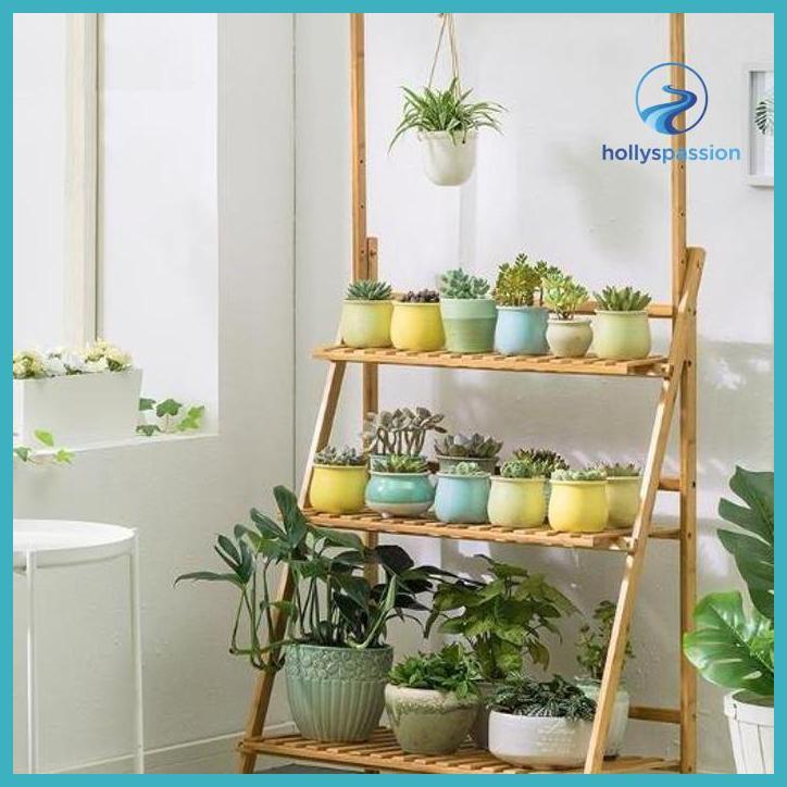 (ORI) (NEW) BAMBU ASRI RAK BUNGA RAK TAMAN TANAMAN POT HOLDER STANDING PLANTER RAK PENYIMPANAN RAK S