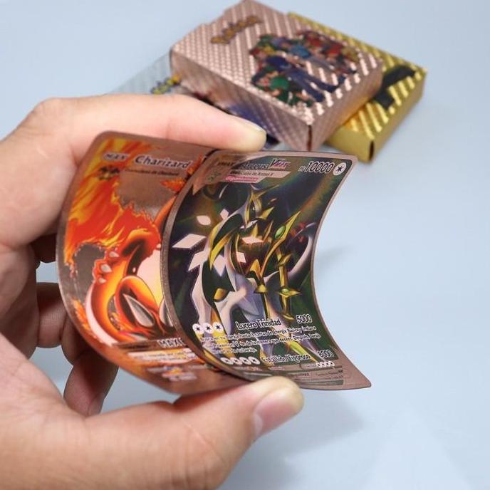 WODRUFT 55pcs Charizard Pikachu cards Kartu Pokemon Original Gold Emas Hitam Langka Charizard Pikach