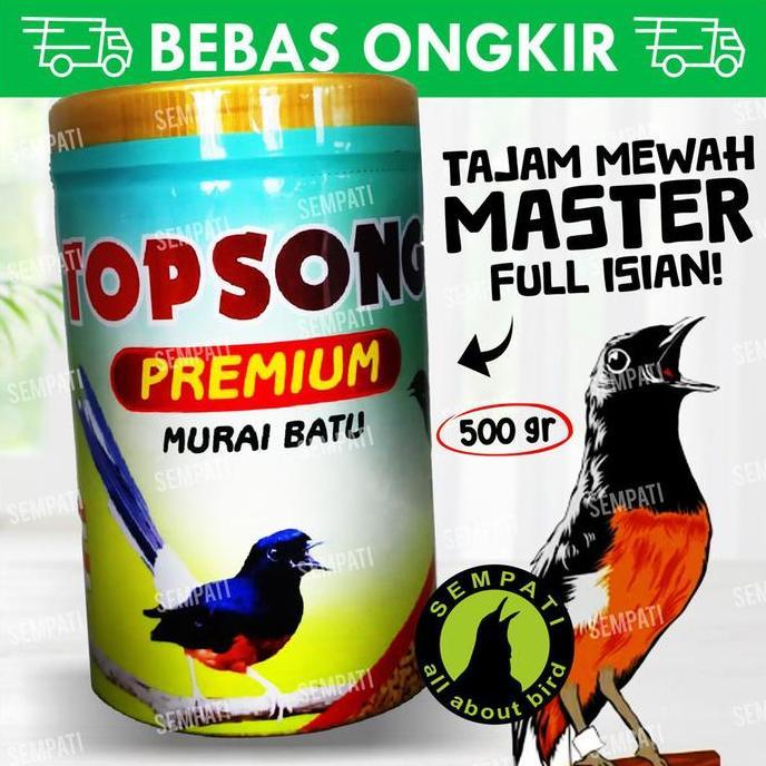 Topsong top song premium pur voer murai batu kemasan toples 500gr