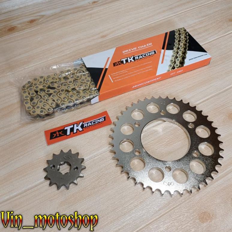 gear set Vixion R15 Byson Xabre 428 TK racing rantai TK racing gold 428HS