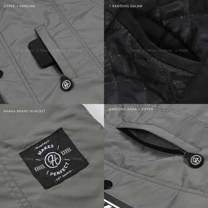 Hijacket Ixora Orinal Coldgrey Jaket Hijab Muslimah Jaket Wanita