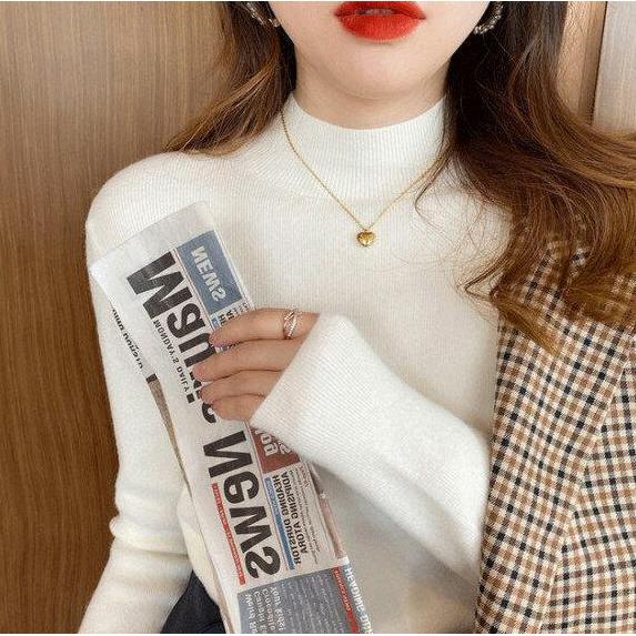 Outfitkekinian- Ajw [Tc] Atasan Rajut Turtleneck Wanita Lengan Panjang | Iner Rajut Turtleneck Knit 