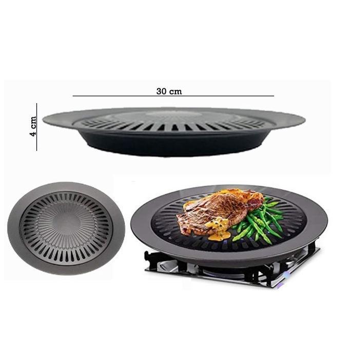 Jg-56 Grill Pan Bbq Alat Pemanggang Anti Lengket Bulat Wajan Teflon Besi Panggangan Bbq Korea All Yo