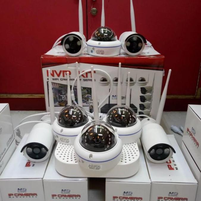 PAKET CCTV NVR KIT WIRELESS 10CH 10 CAMERA INDOOR OUTDOOR 5MP FULL HD