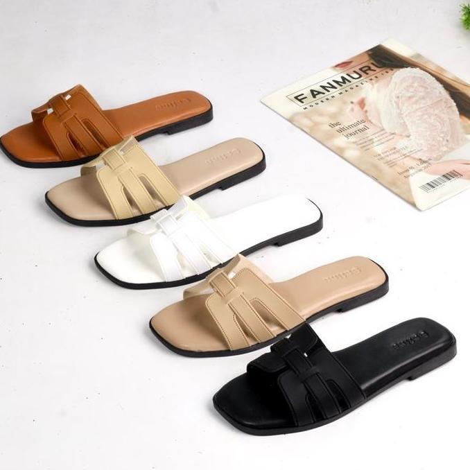 Jelitashoes- Safina Florence Sandal Wanita Flat Simple Polos Elegan | Model Sandal Flat Teplek Terba