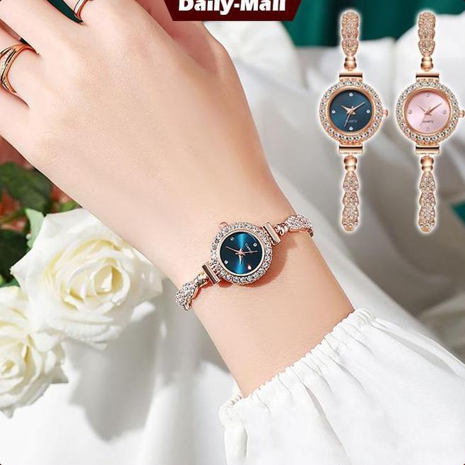 Jam Tangan Wanita Rantai Kecil Elegant Quartz Jam Rantai Serut Jam Analog Jam Tangan Rantai Serut