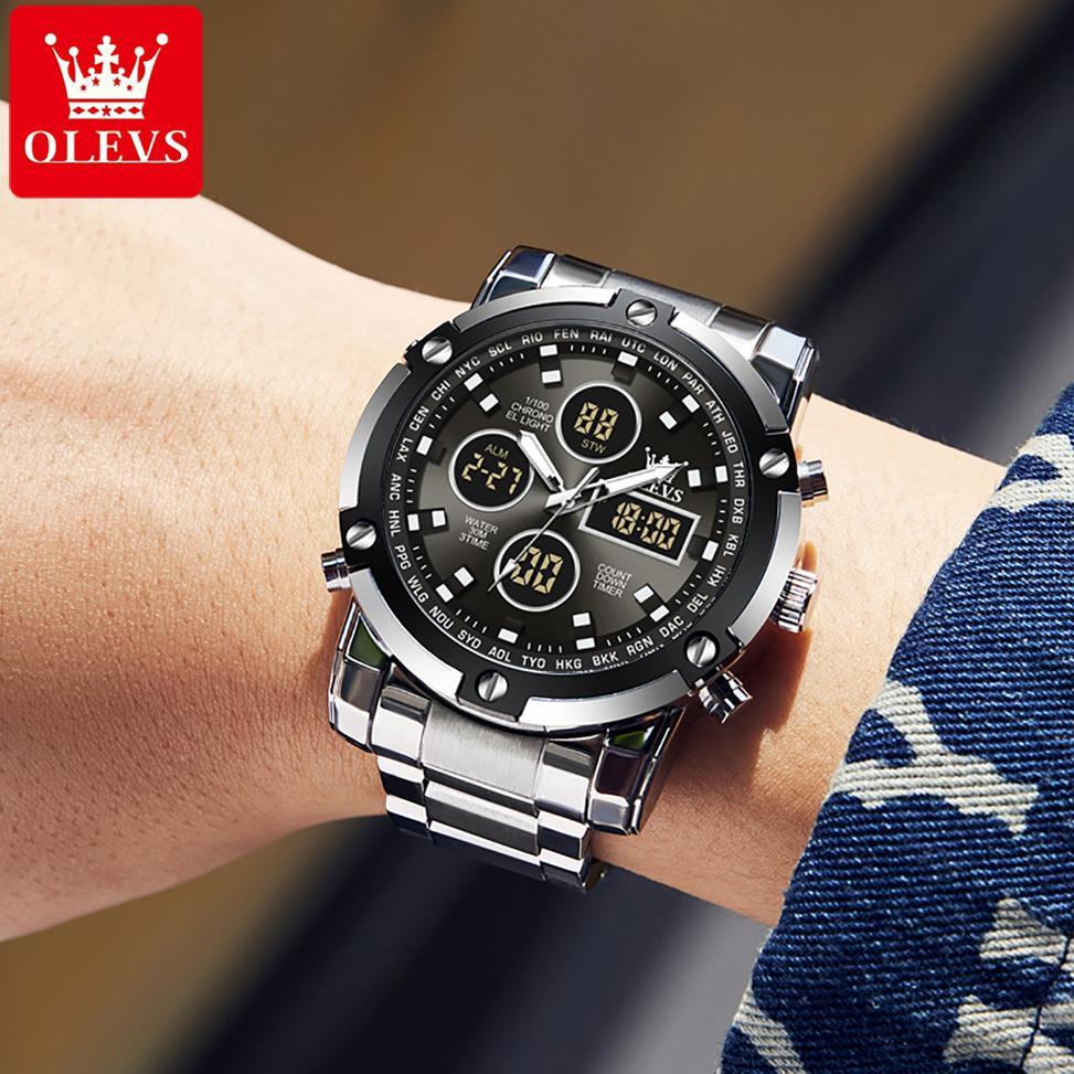 TERLARIS` READY STOCK OLEVS JAM TANGAN PRIA ANTI AIR ORIGINAL MULTIFUNGSI LUMINOUS KALENDER ALARM AN