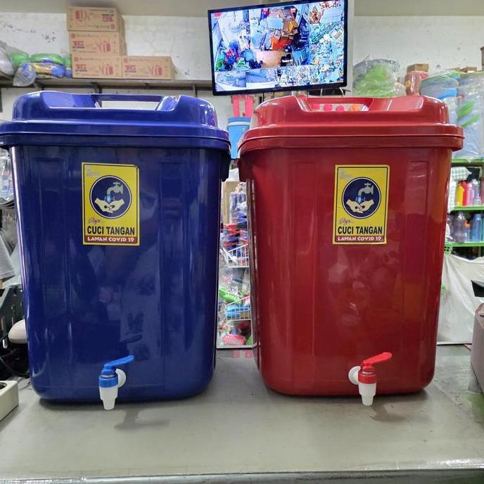 Jozzymary - Tong Kran Air Portable 42 Liter Biru Merah Tempat Cuci Tangan Kapasitas Besar